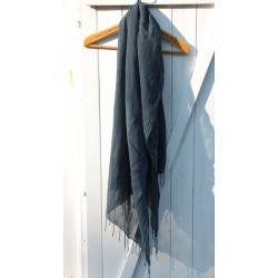 Merino wool and silk scarf - Indigo blue