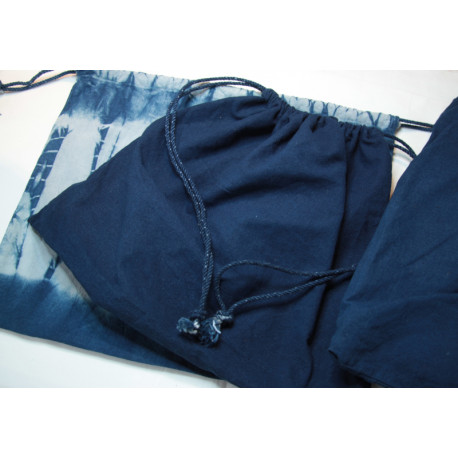 Recycled cotton pouches, indigo dye - Big size