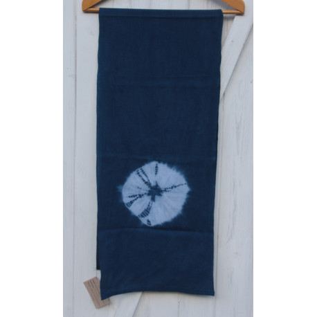 Japanese cotton scarf - Indigo dyed tie and dye "circles"