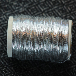 Japanese spun silver on wooden bobbin - 0.6mm 50m