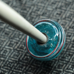 Handspindle - Turquoise glass with spirals