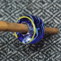 Handspindle N°FFP4 - Blue and yellow glass, small