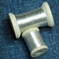 Japanese spun silver on wooden bobbin - 0.27mm