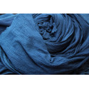 Chèche 3m en coton bio froissé - Bleu indigo