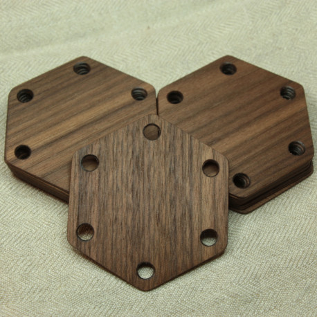 Tablettes à tisser hexagonales 6 cm - Noyer