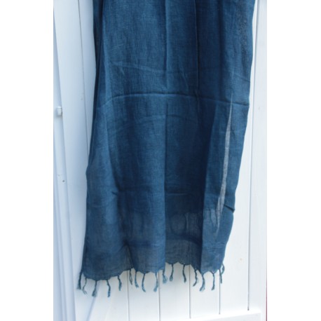 Linen scarf - medium indigo blue