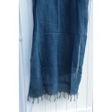 Linen scarf - Medium indigo blue